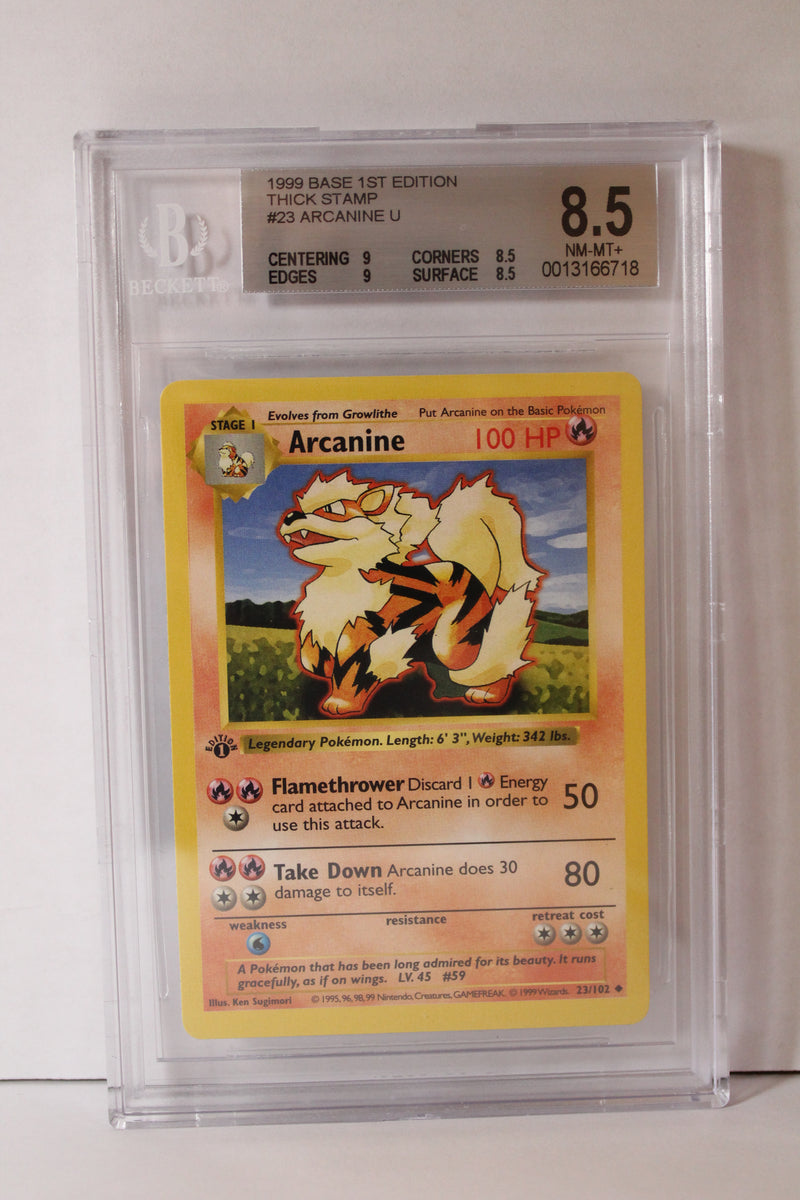 Arcanine (23/102) 1st Edition/Thick Stamp Uncommon [Base Set (Shadowless)] Beckett 8.5