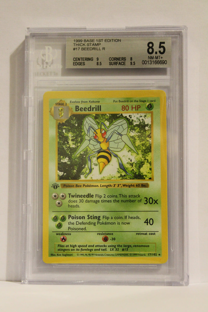 Beedrill (17/102) 1st Edition/Thick Stamp Rare [Base Set (Shadowless)] Beckett 8.5