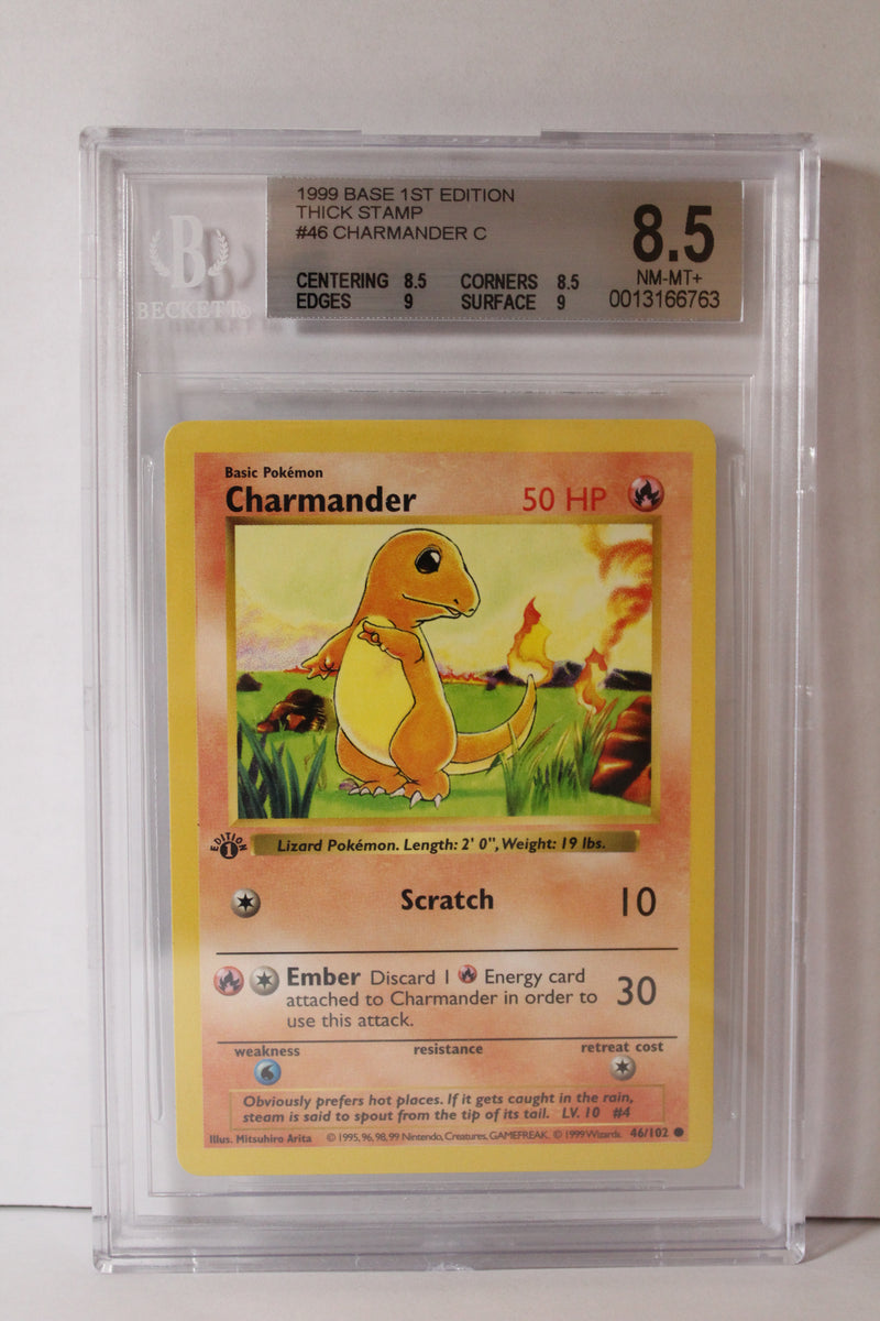 Charmander (46/102) 1st Edition/Thick Stamp Common [Base Set (Shadowless)] Beckett 8.5