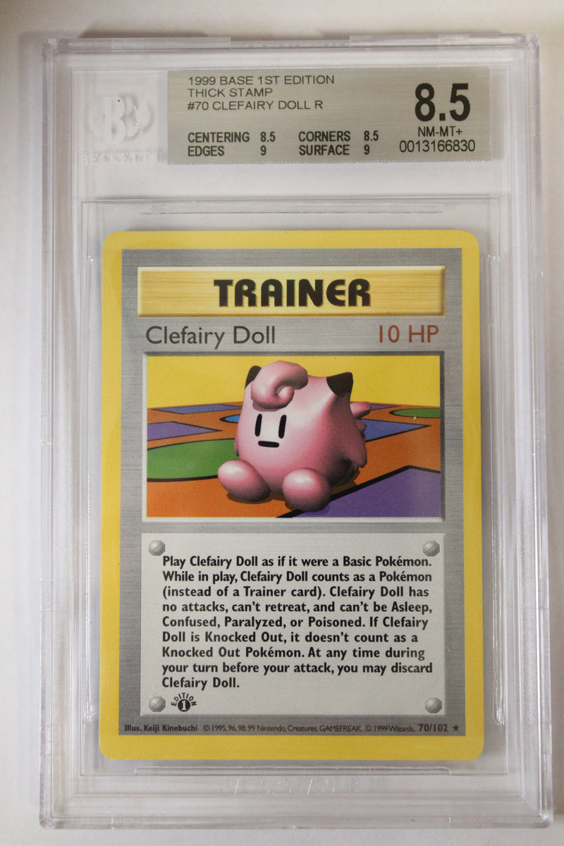 Clefairy Doll (70/102) Thick Stamp Rare [Base Set 1st Edition] Beckett 8.5