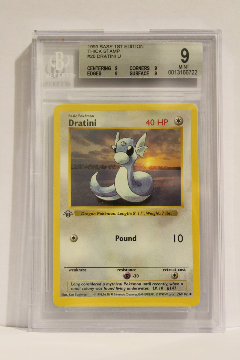 Dratini (26/102) 1st Edition/Thick Stamp Uncommon [Base Set (Shadowless)] Beckett 9