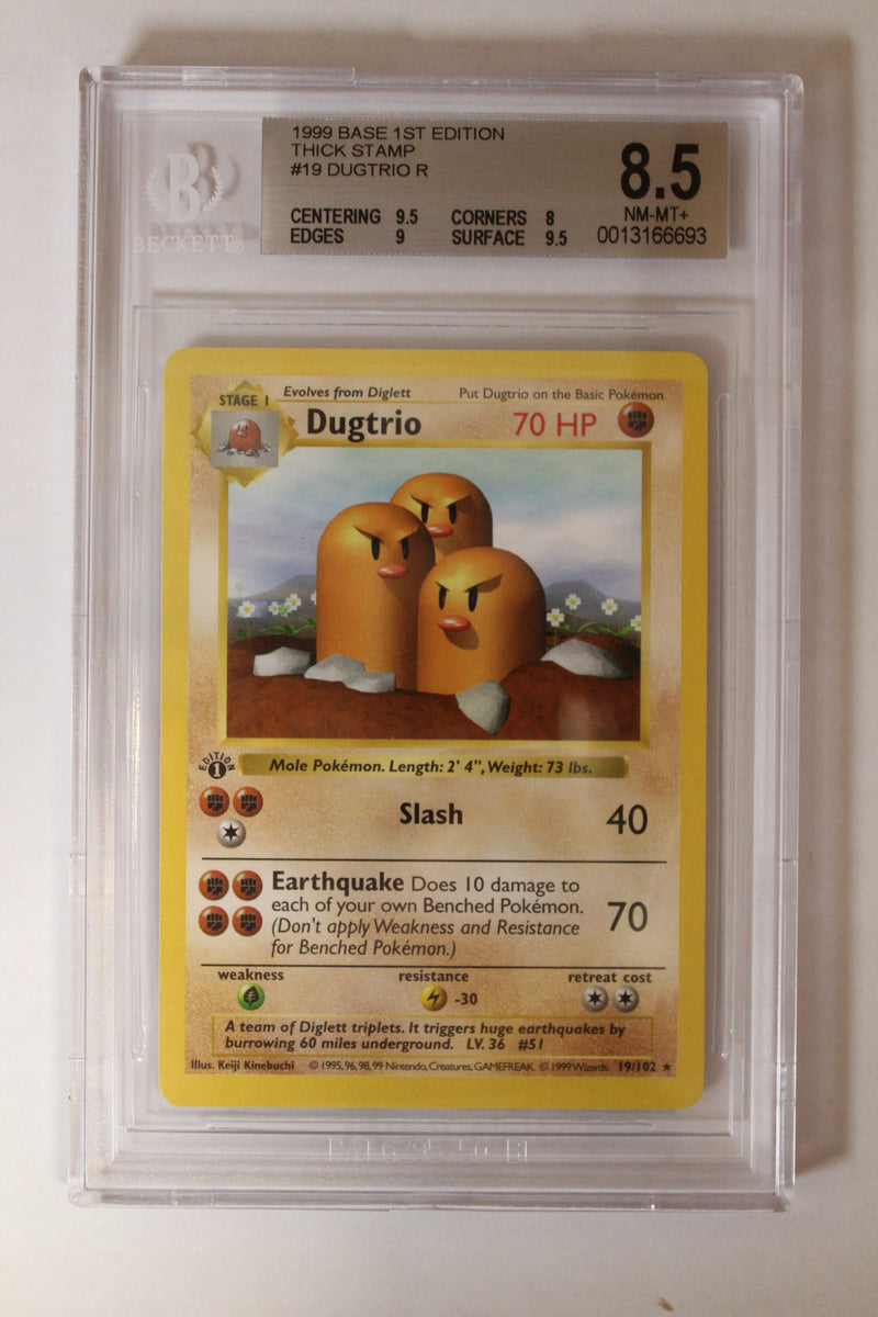 Dugtrio (19/102) 1st Edition/Thick Stamp Rare [Base Set (Shadowless)] Beckett 8.5