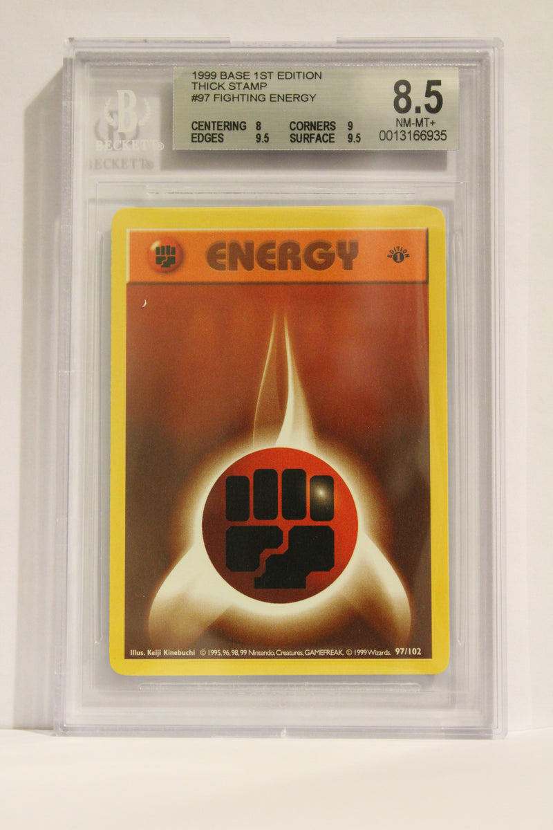 Fighting Energy (97/102) 1st Edition/Thick Stamp [Base Set (Shadowless)] Beckett 8.5