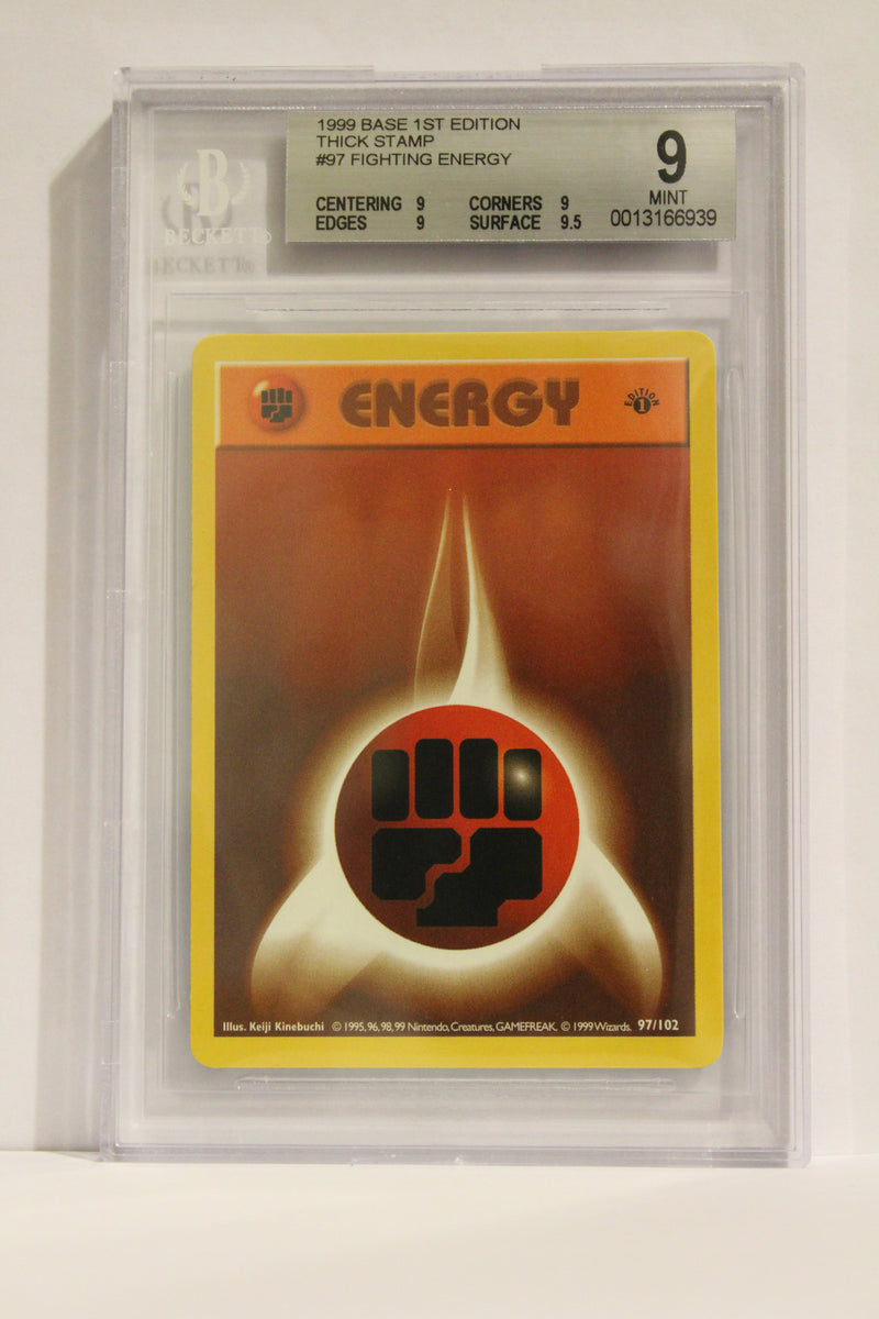 Fighting Energy (97/102) 1st Edition/Thick Stamp [Base Set (Shadowless)] Beckett 9