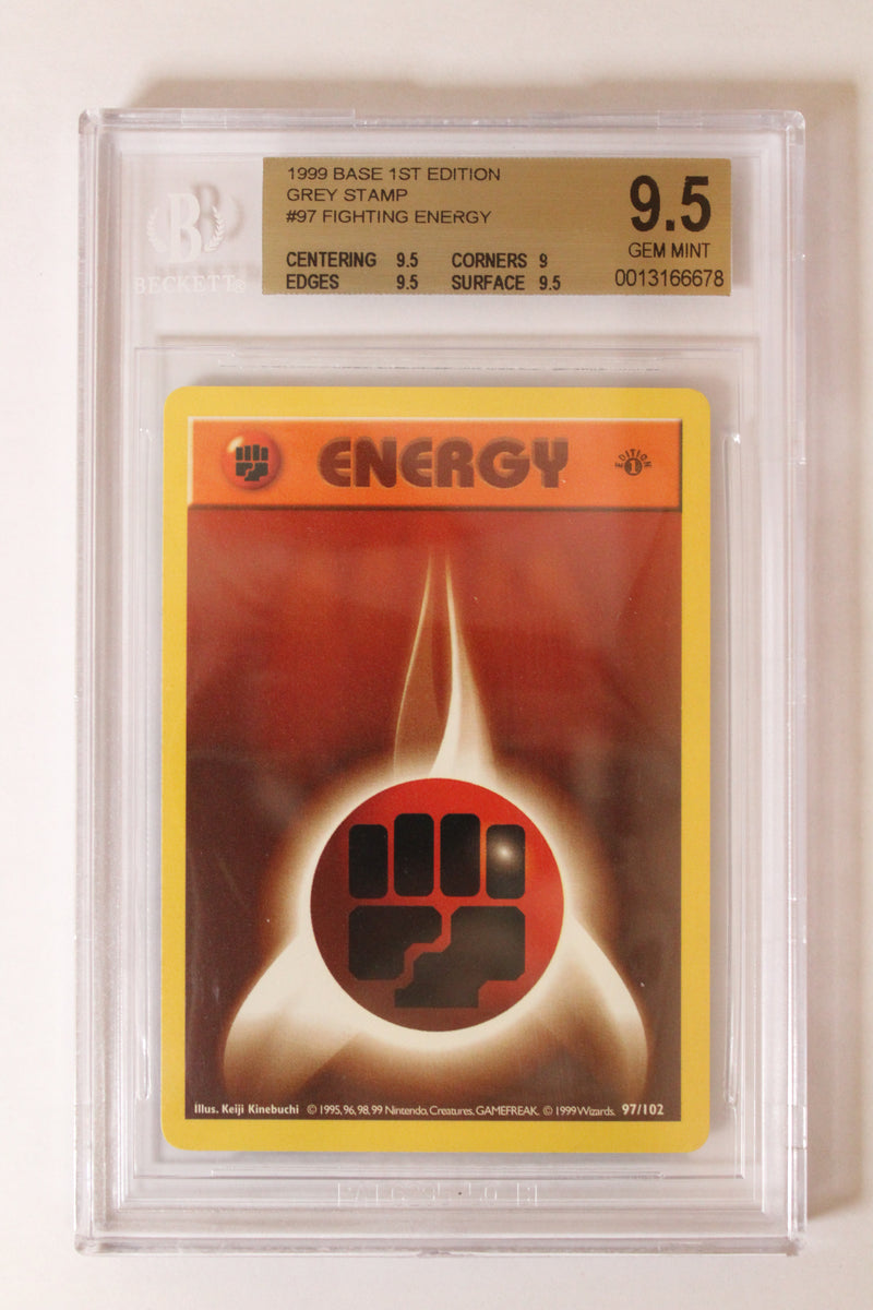 Fighting Energy (97/102) 1st Edition/Grey Stamp [Base Set (Shadowless)] Beckett 9.5