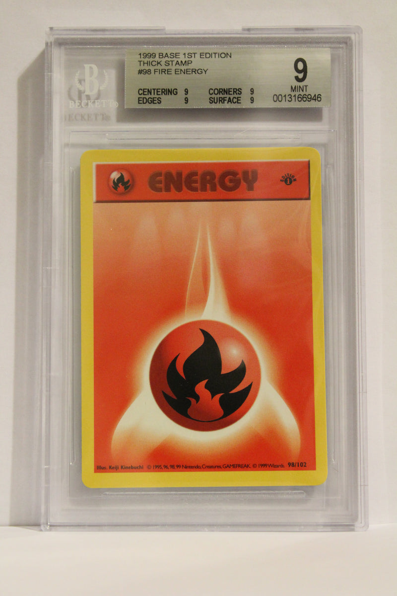 Fire Energy (98/102) 1st Edition/Thick Stamp [Base Set (Shadowless)] Beckett 9