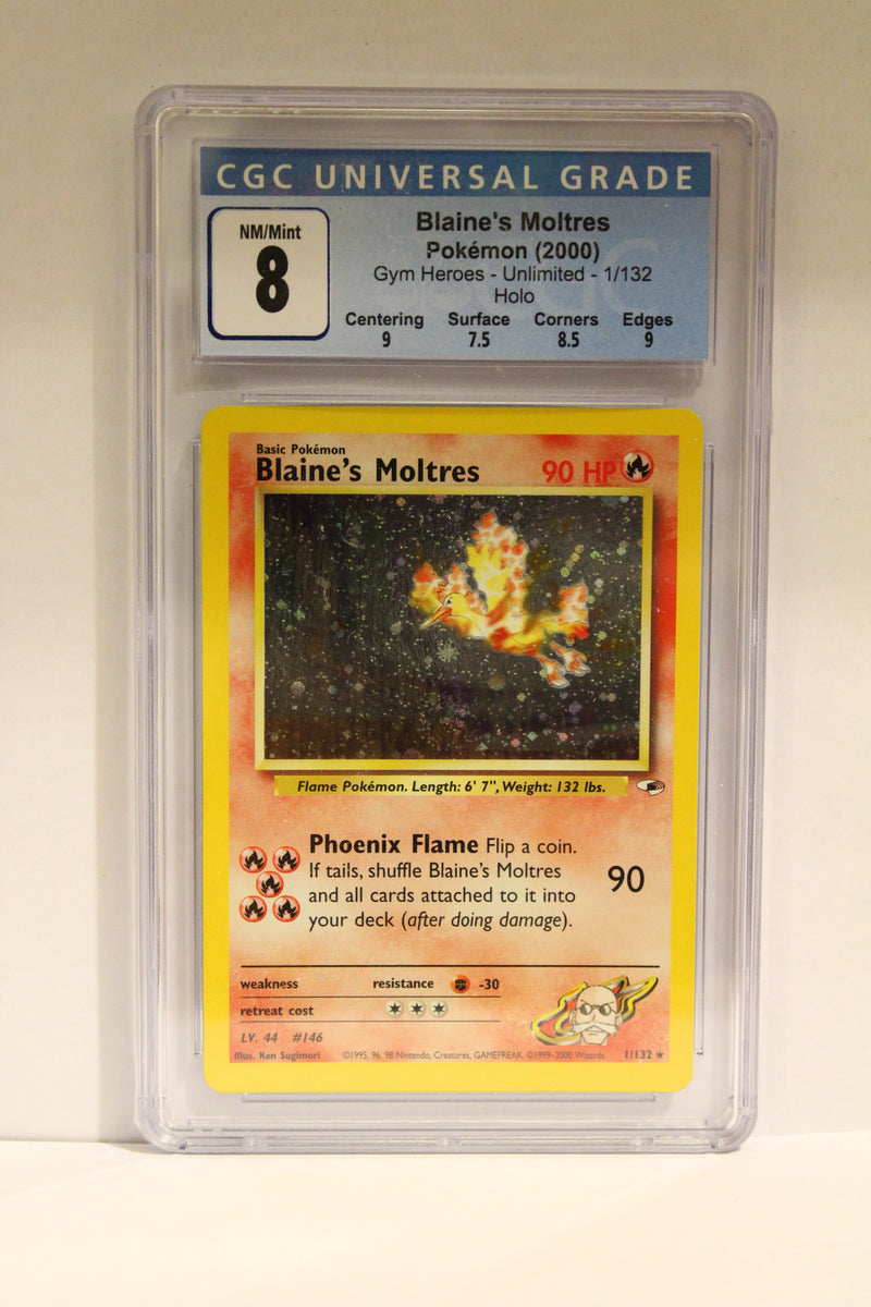 Blaine's Moltres (1/132) Unlimited Holo Rare [Gym Heroes] CGC 8