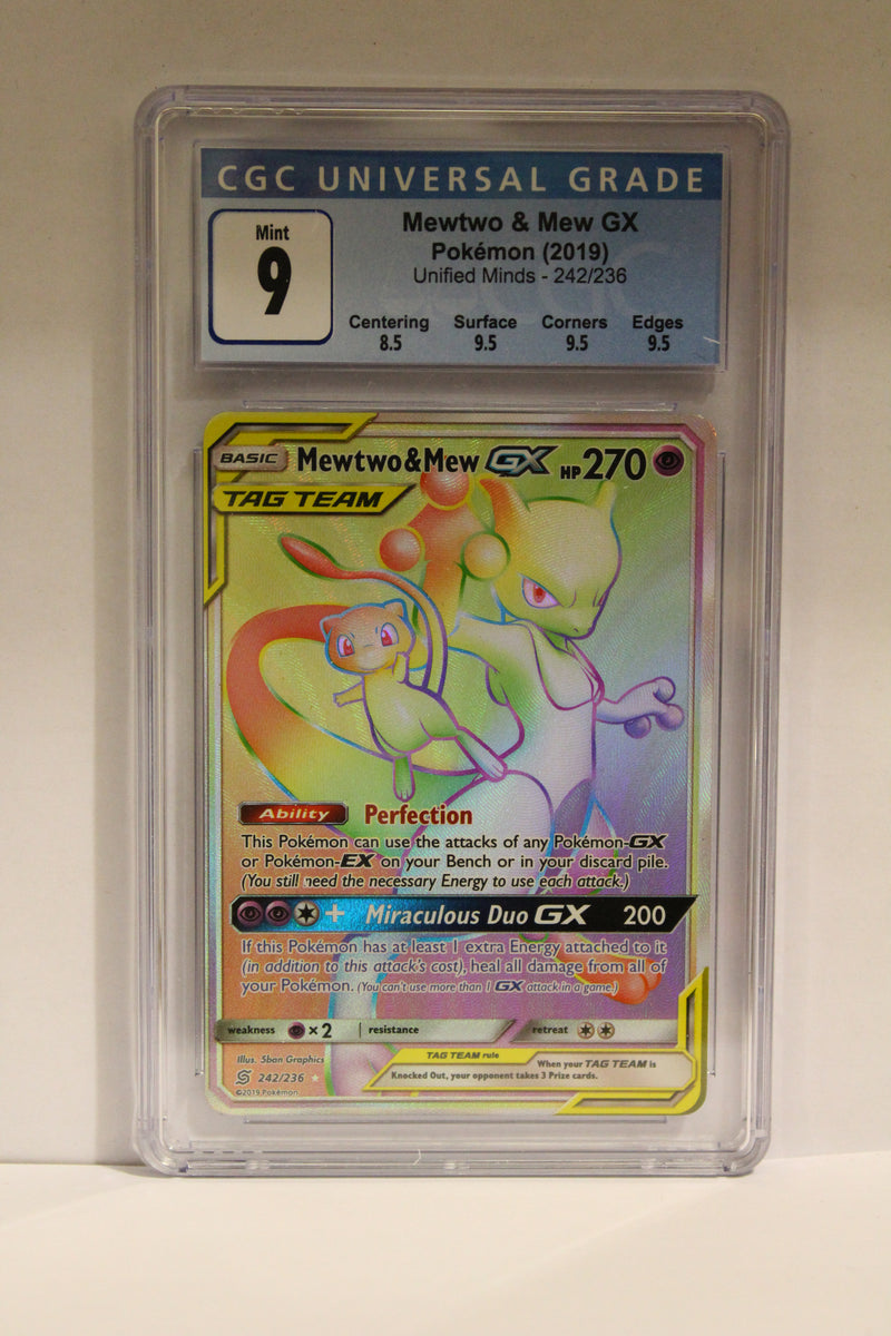 Mewtwo & Mew GX (242/236) Holo Secret Rare [Sun & Moon: Unified Minds] CGC 9