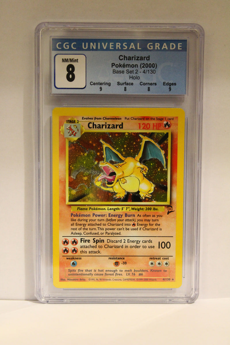 Charizard (4/130) Holo Rare [Base Set 2] CGC 8