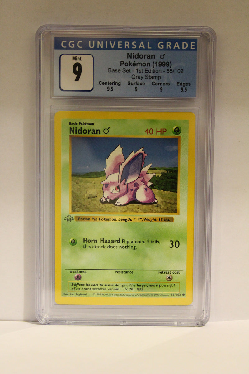 Nidoran (Male) (55/102) 1st Edition/Gray Stamp Common [Base Set (Shadowless)] CGC 9