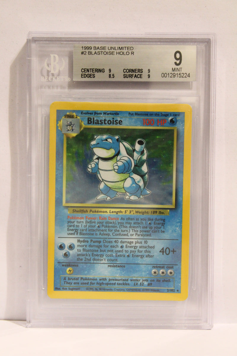 Blastoise (2/102) Unlimited Holo Rare [Base Set] Beckett 9