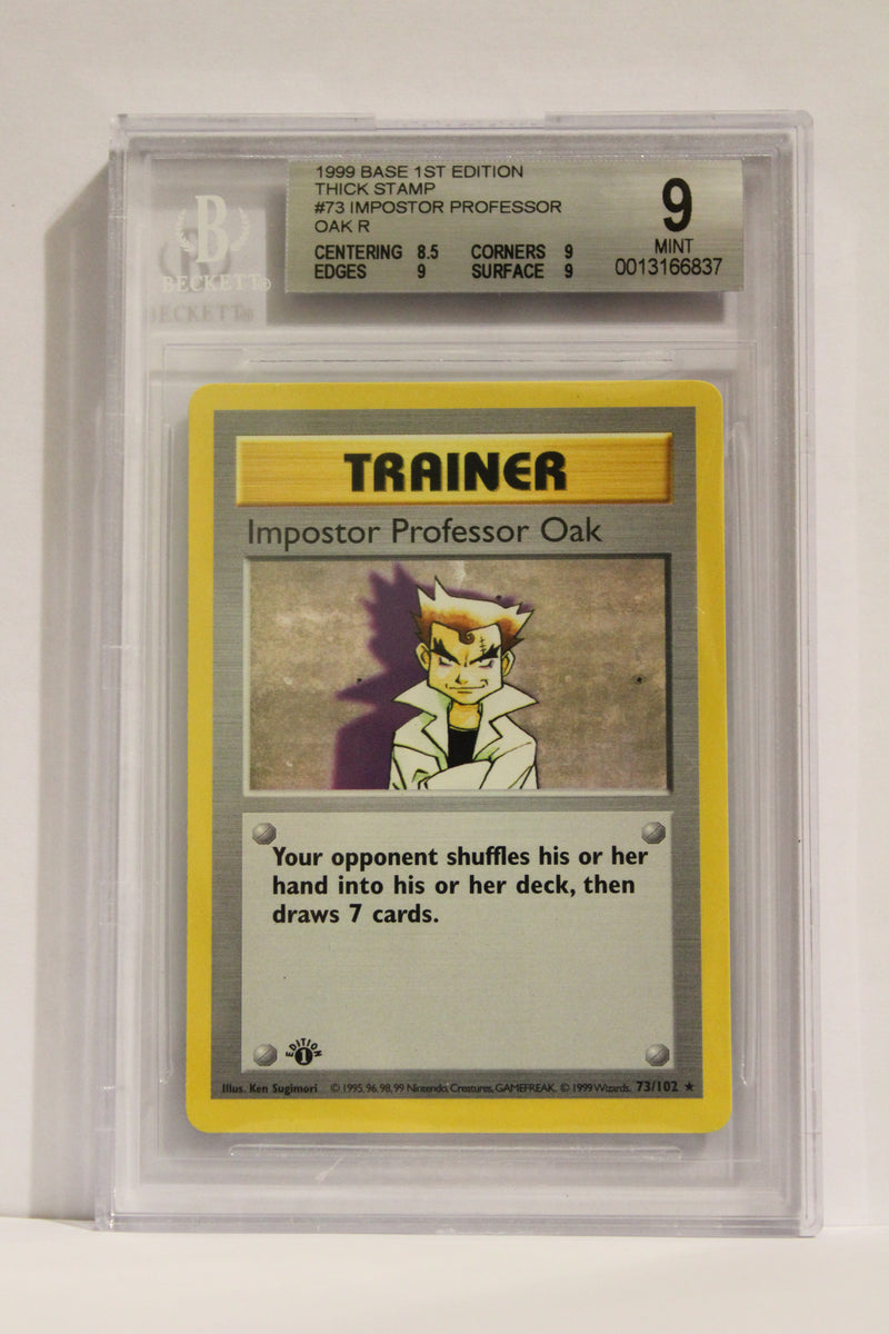 Impostor Professor Oak (73/102) Thick Stamp Rare [Base Set 1st Edition] Beckett 9