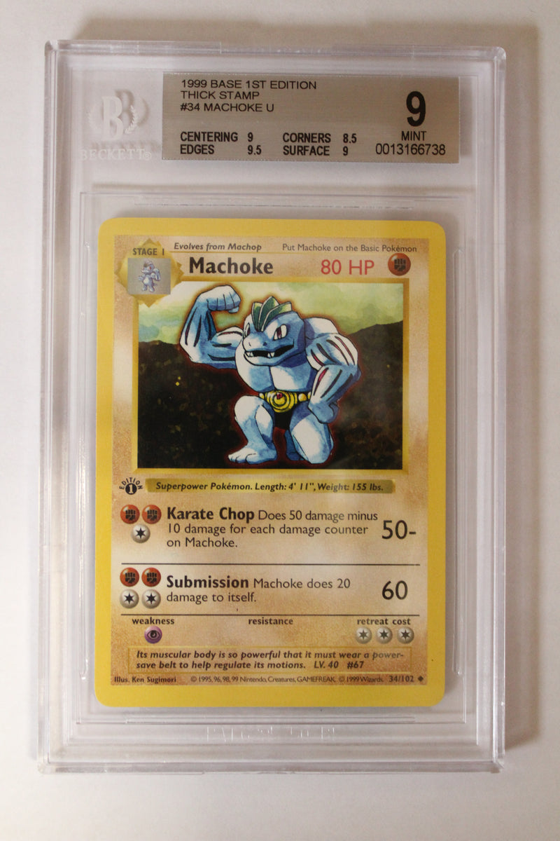 Machoke (34/102) 1st Edition/Thick Stamp Uncommon [Base Set (Shadowless)] Beckett 9