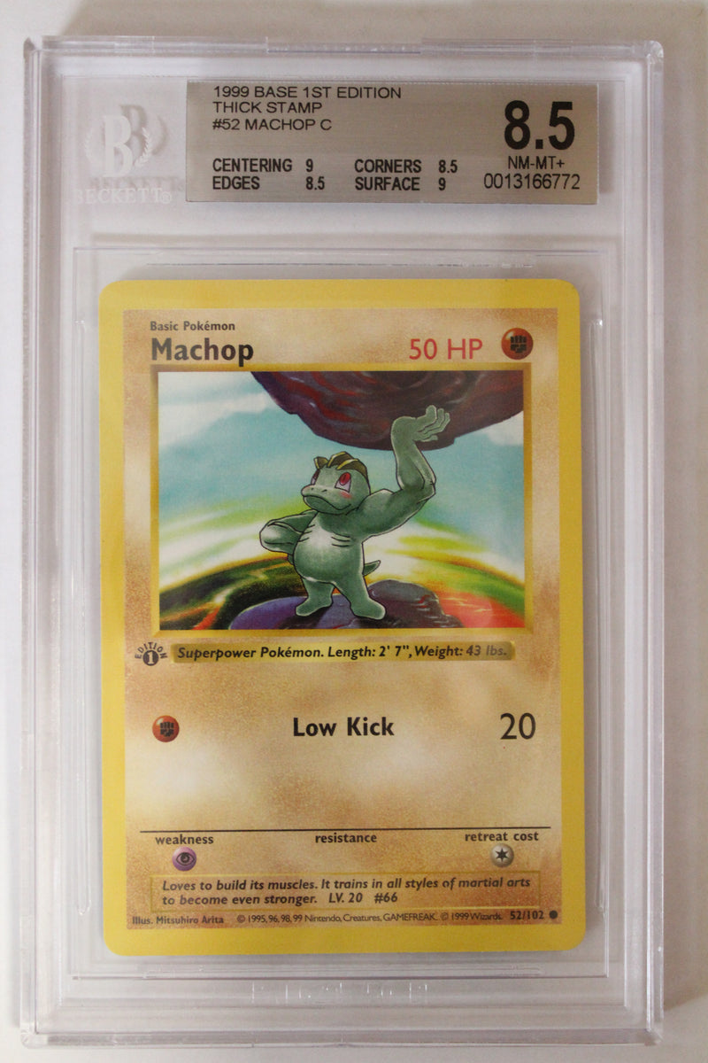 Machop (52/102) 1st Edition/Thick Stamp Common [Base Set (Shadowless)] Beckett 8.5