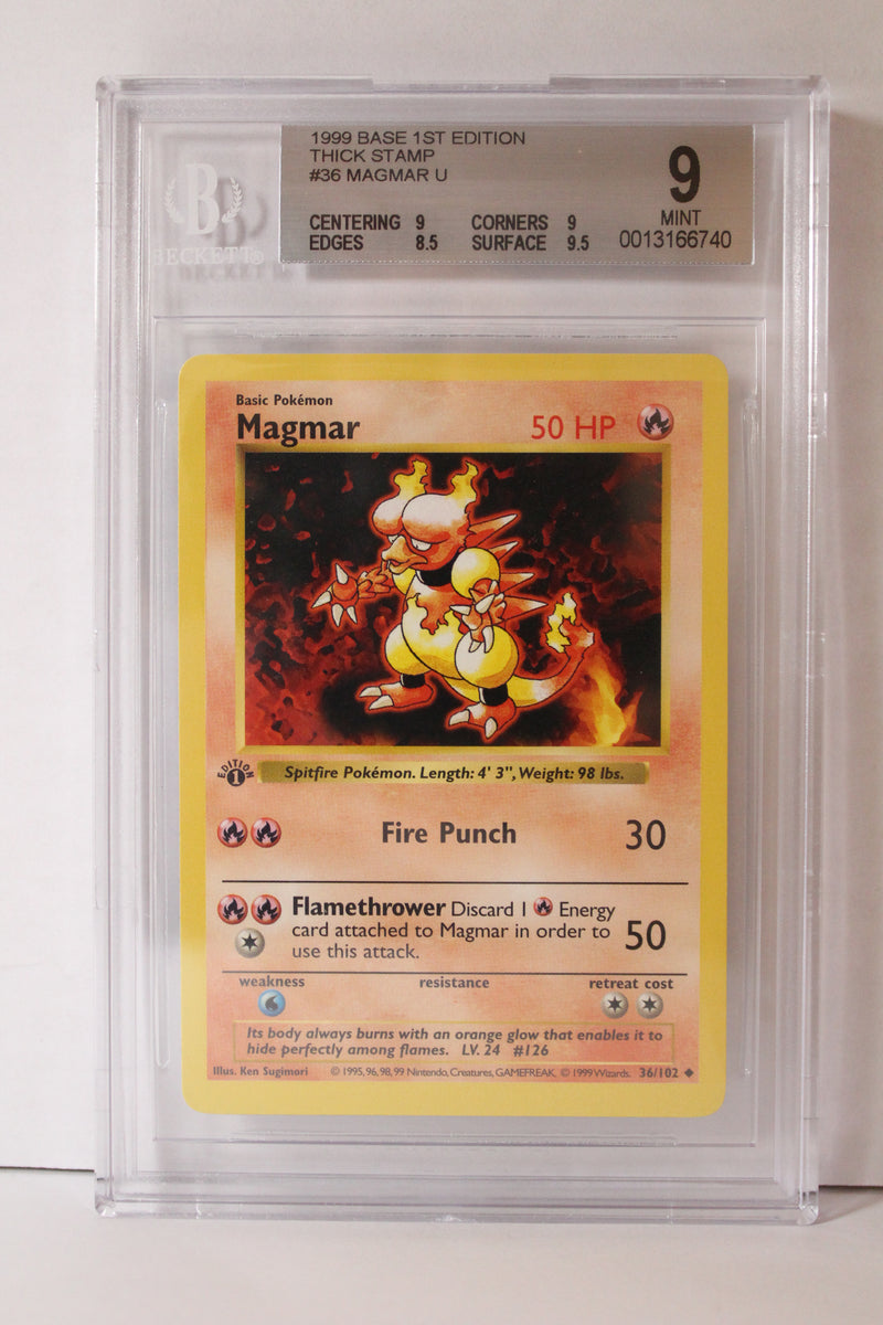 Magmar (36/102) 1st Edition/Thick Stamp Uncommon [Base Set (Shadowless)] Beckett 9