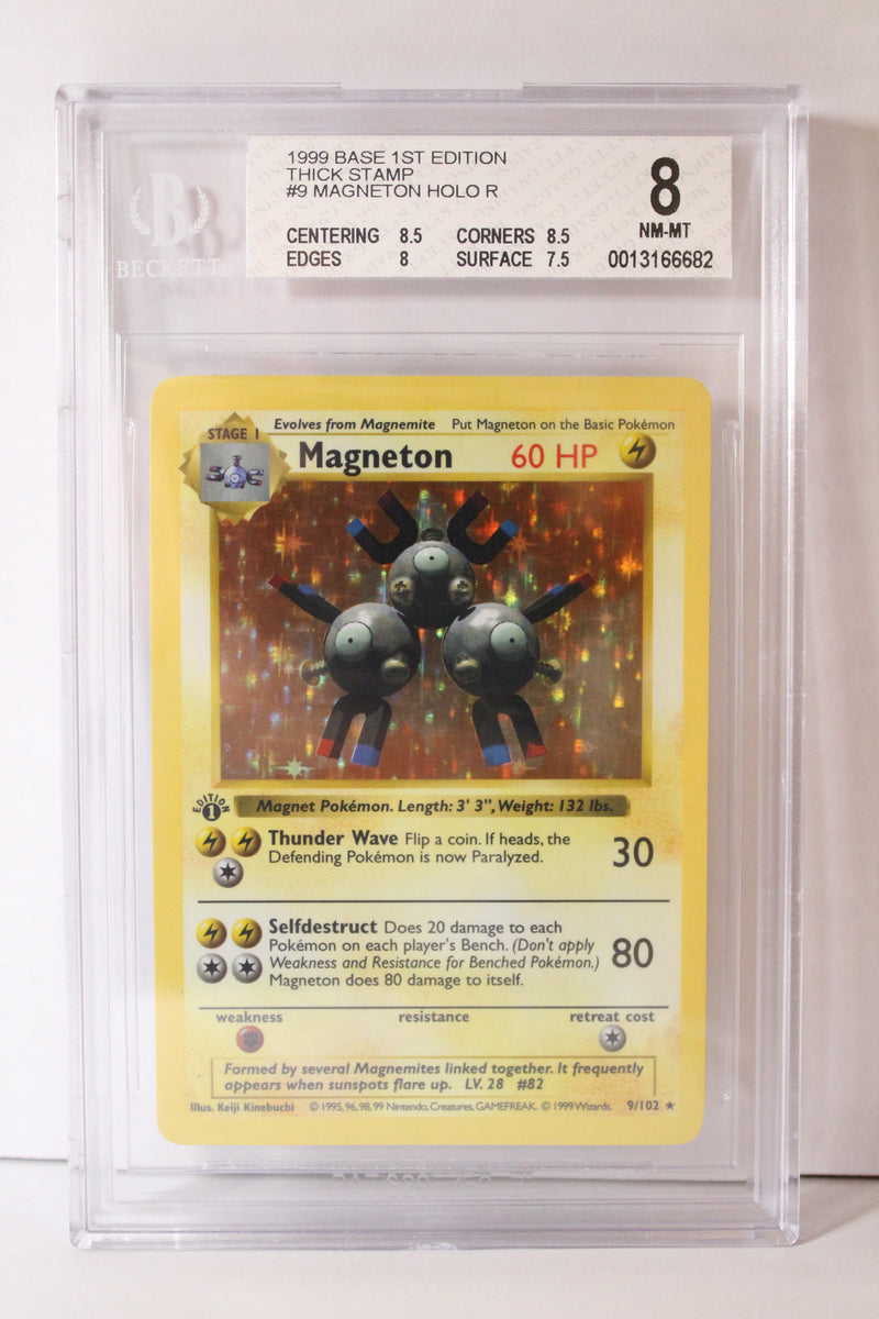 Magneton (9/102) 1st Edition/Thick Stamp Holo Rare [Base Set (Shadowless)] Beckett 8