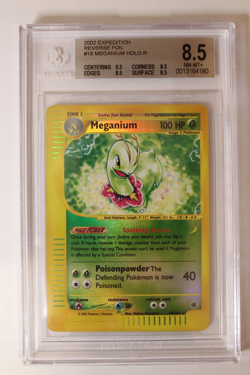 Meganium (18/165) Reverse Holo Rare [Expedition: Base Set] Beckett 8.5