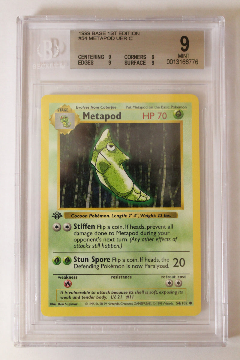 Metapod (54/102) 1st Edition Uncorrected Error Common [Base Set (Shadowless)] Beckett 9