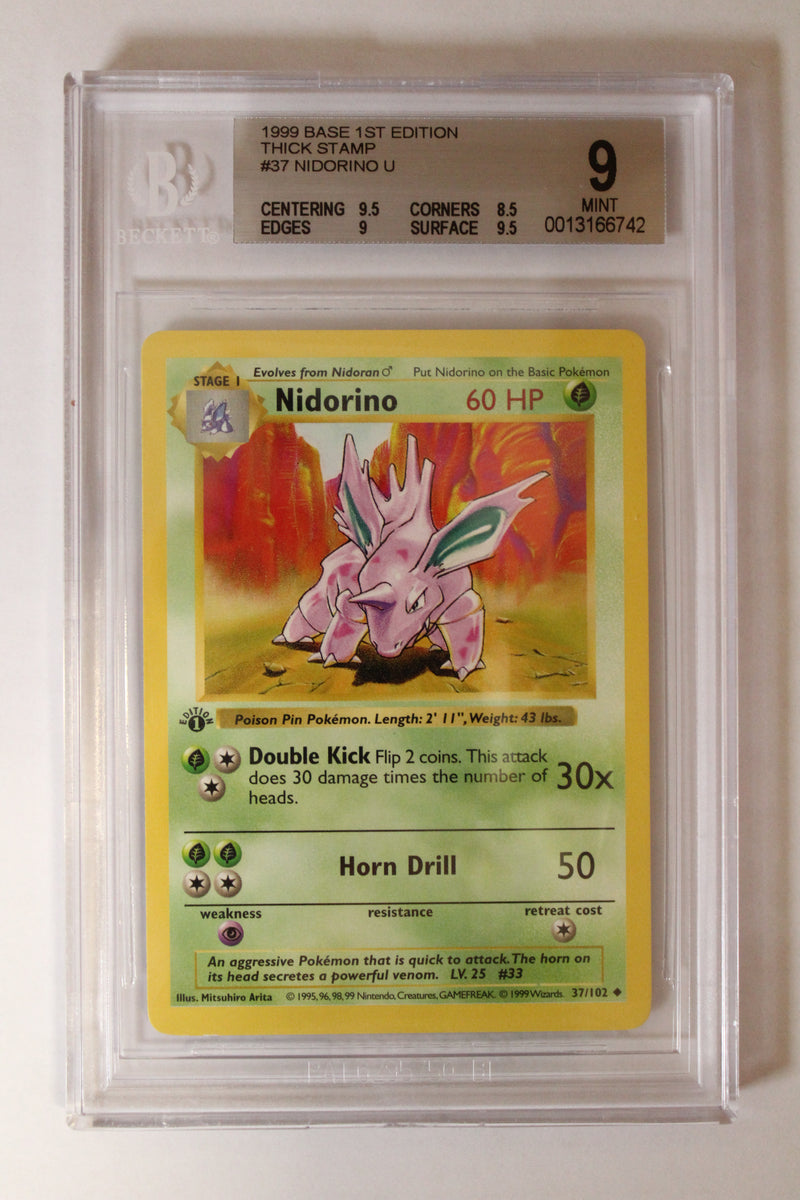 Nidorino (37/102) 1st Edition/Thick Stamp Uncommon [Base Set (Shadowless)] Beckett 9