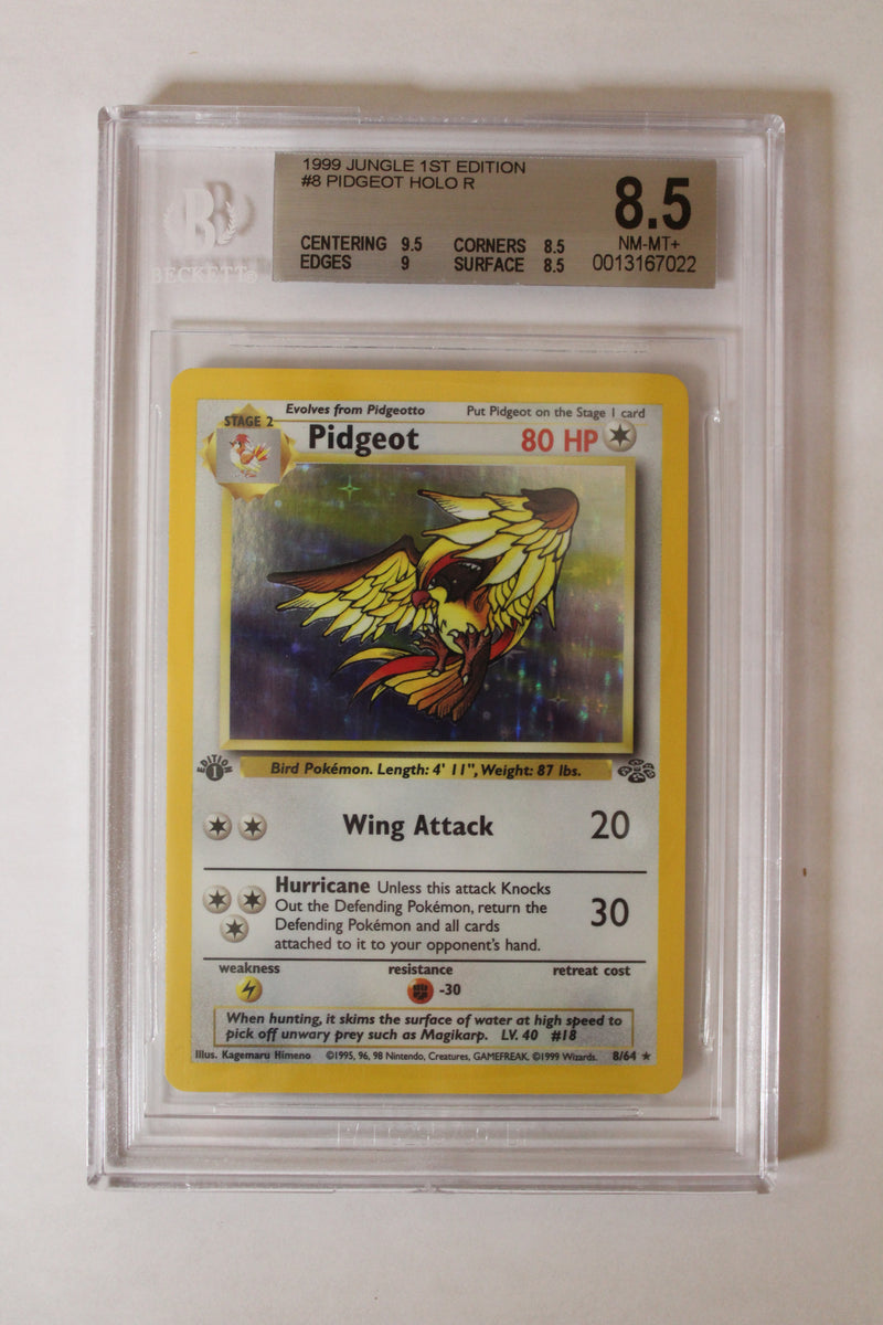 Pidgeot (8/64) 1st Edition Holo Rare [Jungle] Beckett 8.5