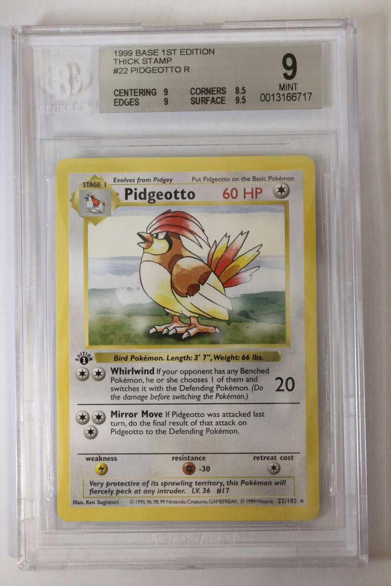 Pidgeotto (22/102) 1st Edition/Thick Stamp [Base Set (Shadowless)] Beckett 9