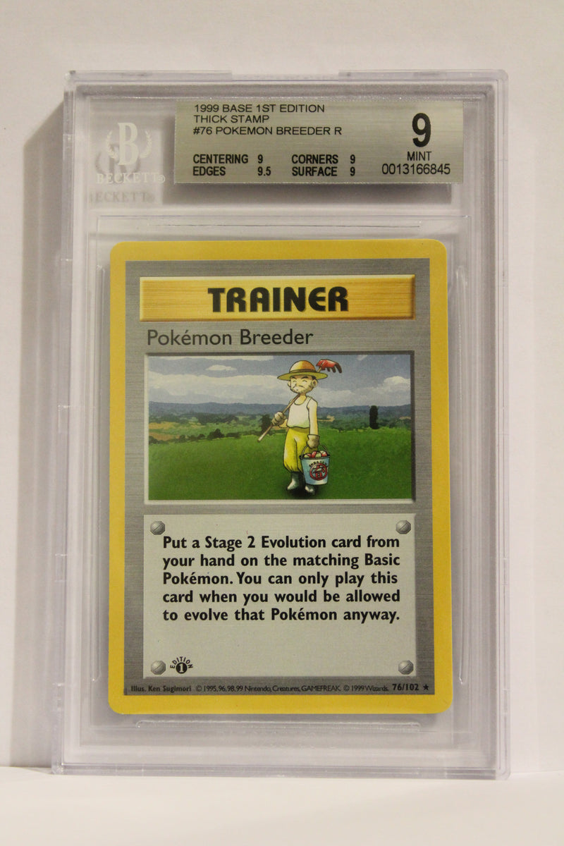 Pokemon Breeder (76/102) Thick Stamp Rare [Base Set 1st Edition] Beckett 9