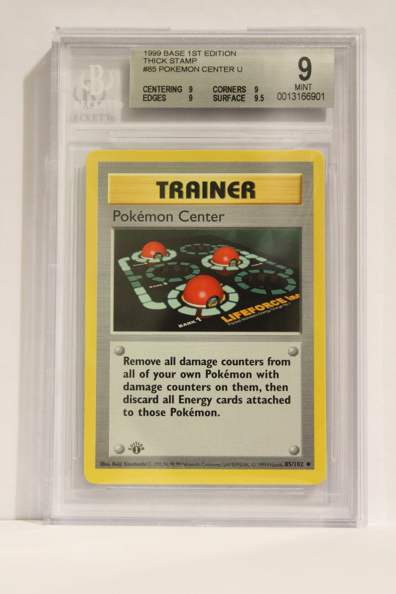 Pokemon Center (85/102) Thick Stamp Uncommon [Base Set 1st Edition] Beckett 9