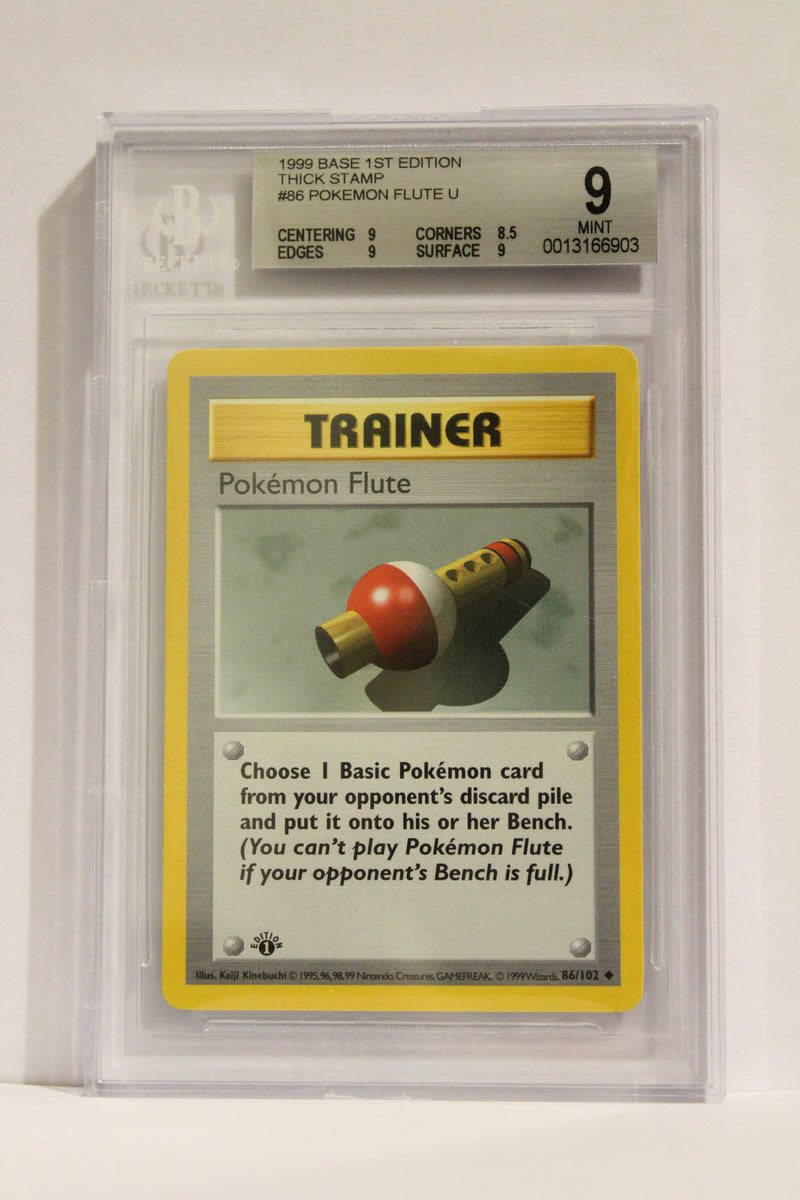 Pokemon Flute (86/102) Thick Stamp Uncommon [Base Set 1st Edition] Beckett 9