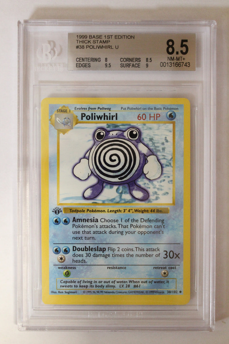 Poliwhirl (38/102) 1st Edition/Thick Stamp Uncommon [Base Set (Shadowless)] Beckett 8.5