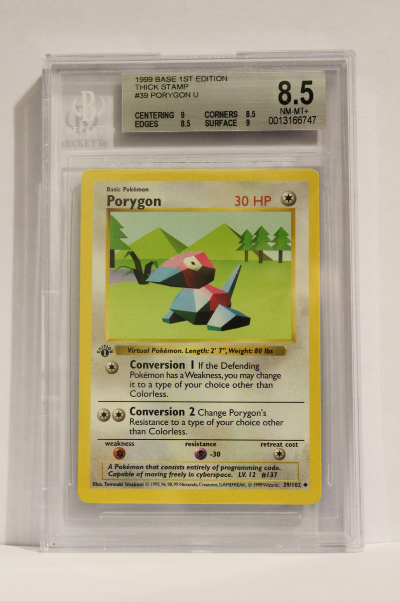 Porygon (39/102) 1st Edition/Thick Stamp Uncommon [Base Set (Shadowless)] Beckett 8.5