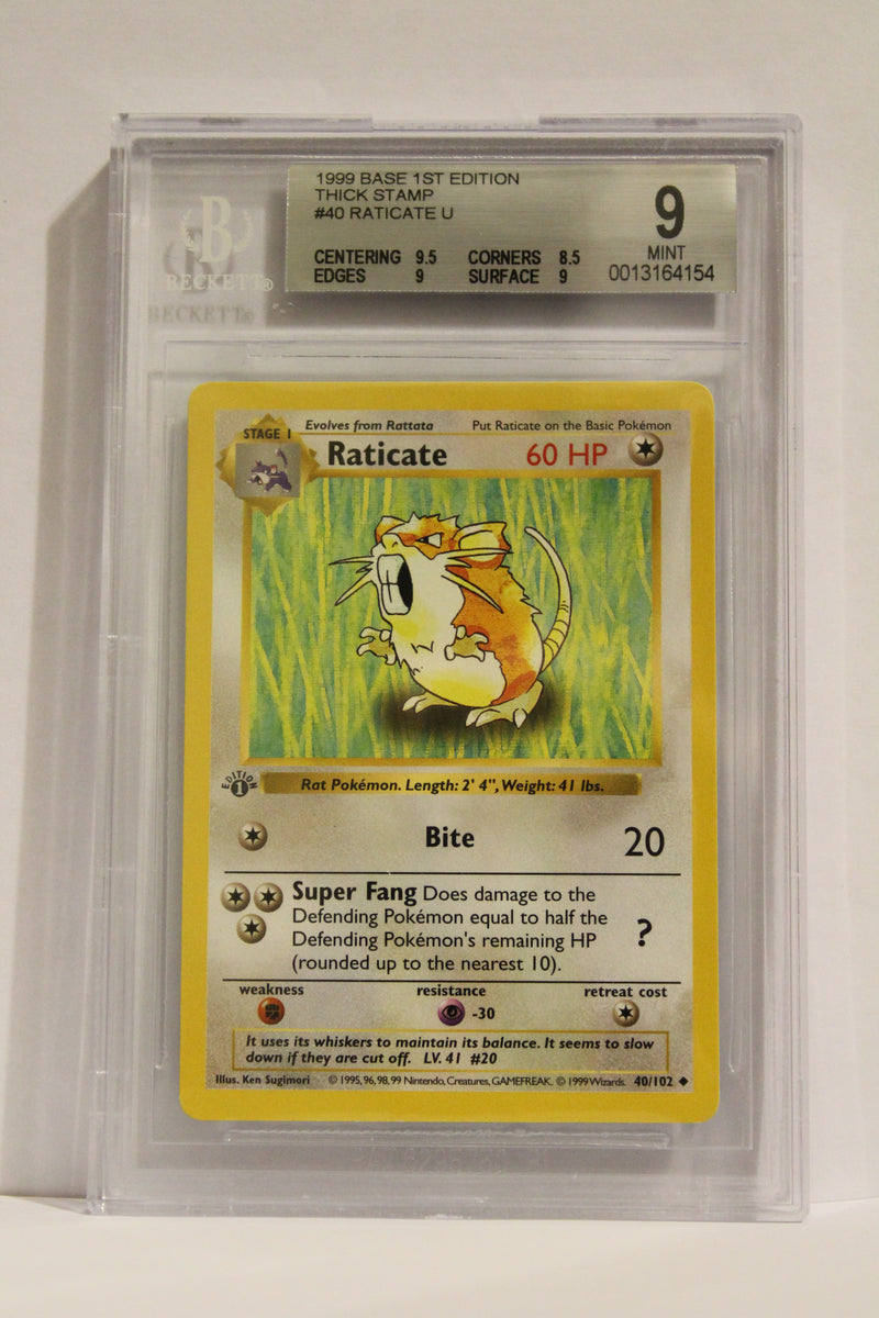 Raticate (40/102) 1st Edition/Thick Stamp Uncommon [Base Set (Shadowless)] Beckett 9