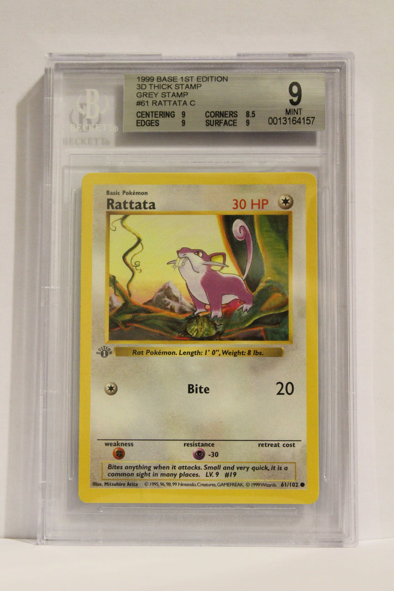 Rattata (61/102) 1st Edition/ 3D Thick Grey Stamp Common [Base Set (Shadowless)] Beckett 9