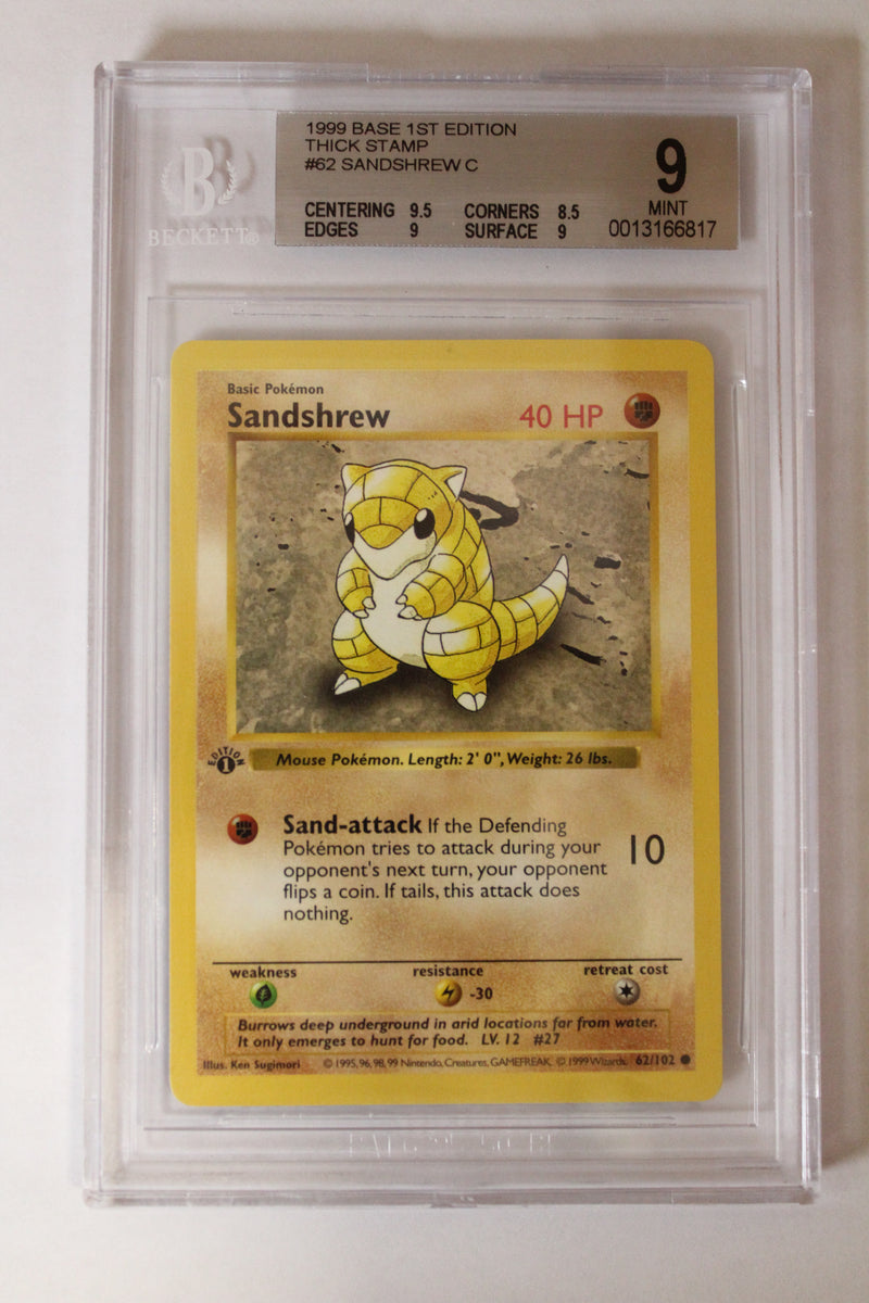 Sandshrew (62/102) 1st Edition/Thick Stamp Common [Base Set (Shadowless)] Beckett 9