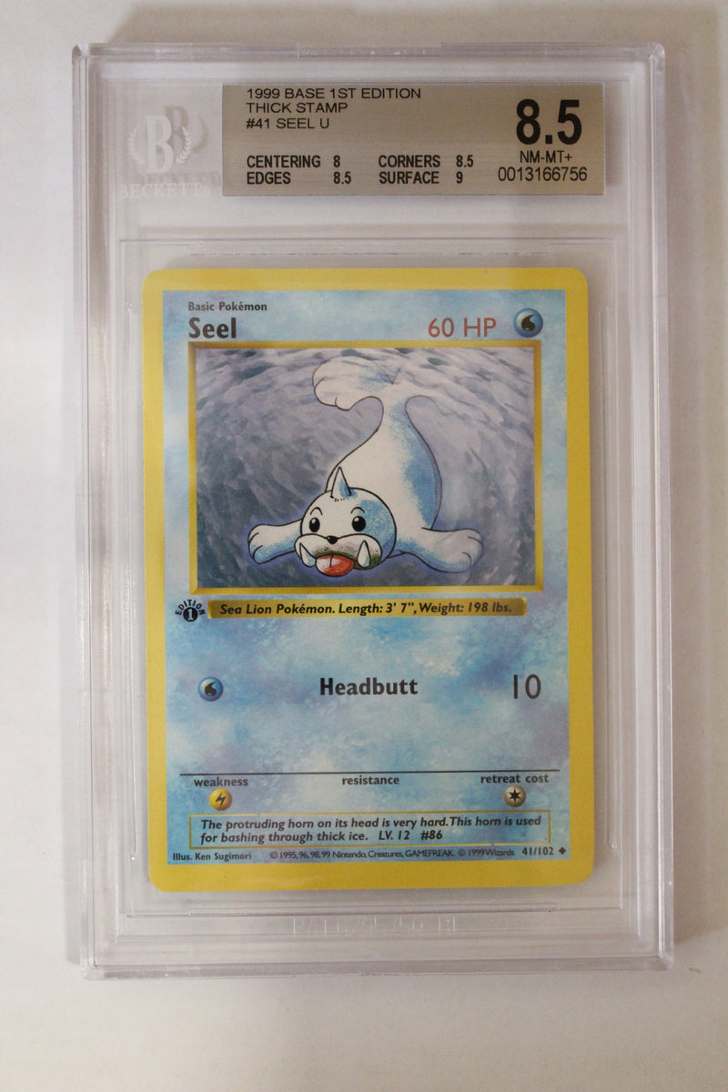 Seel (41/102) 1st Edition/Thick Stamp Uncommon [Base Set (Shadowless)] Beckett 8.5