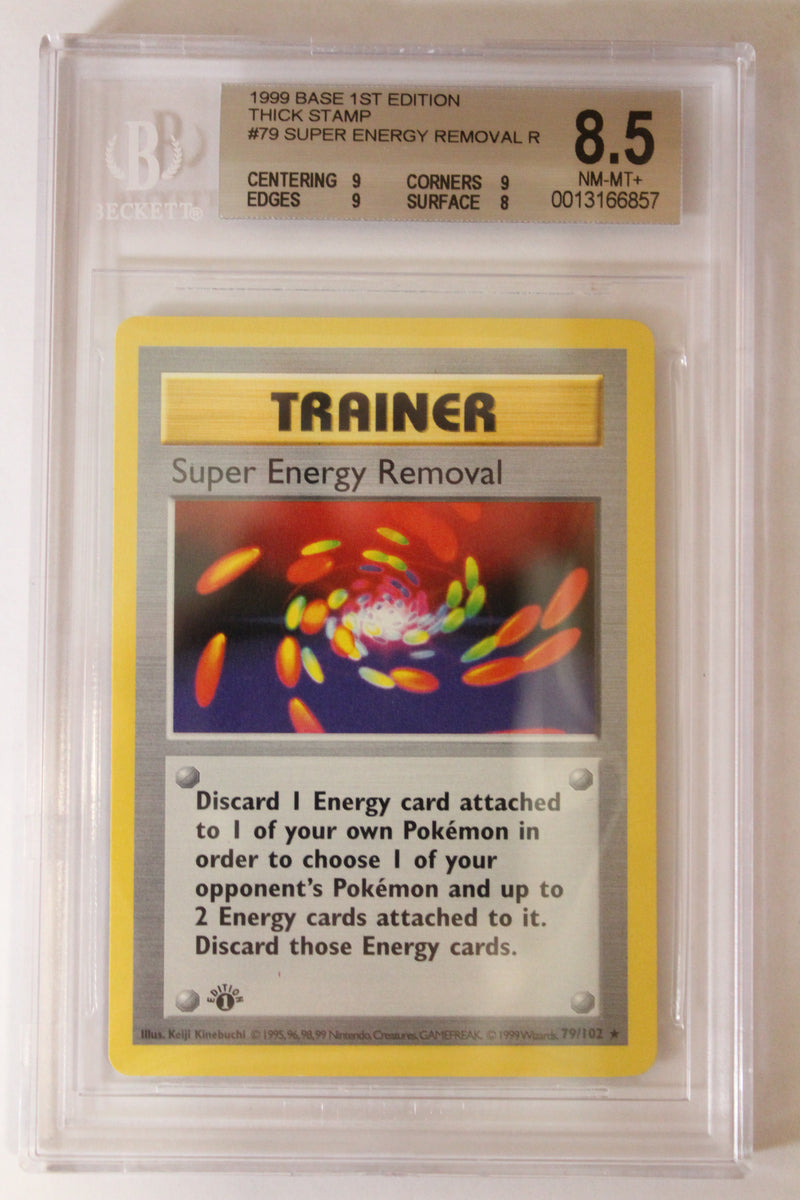 Super Energy Removal (79/102) Thick Stamp Rare [Base Set 1st Edition] Beckett 8.5