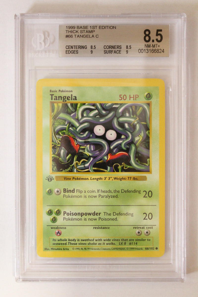 Tangela (66/102) 1st Edition/Thick Stamp Common [Base Set (Shadowless)] Beckett 8.5