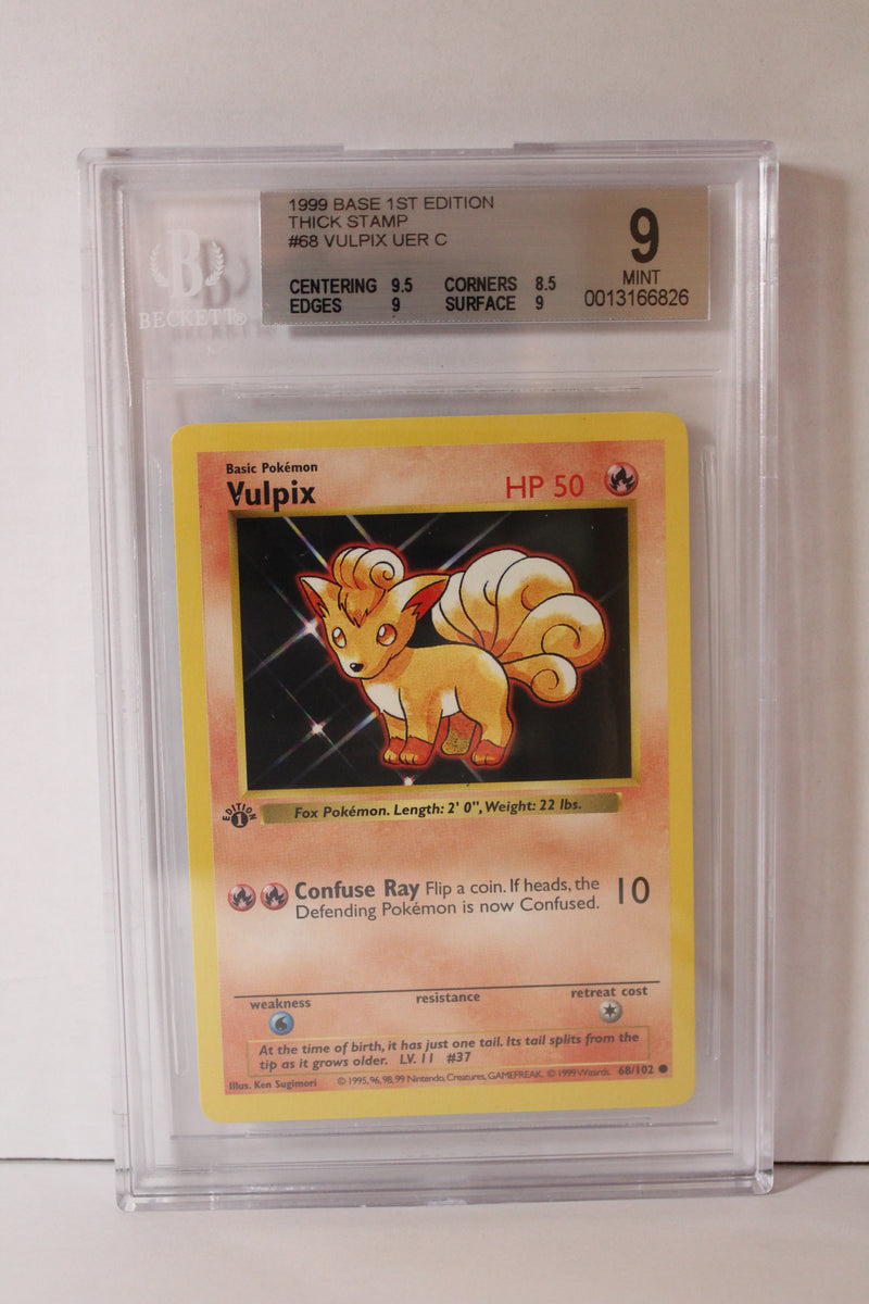 Vulpix (68/102) 1st Edition/Thick Stamp Uncorrected Error Common  [Base Set (Shadowless)] Beckett 9