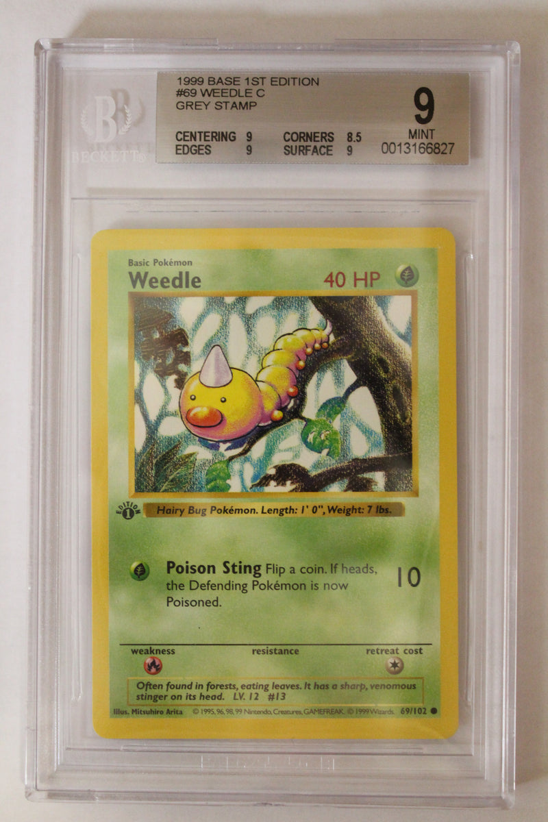 Weedle (69/102) 1st Edition/Grey Stamp Common [Base Set (Shadowless)] Beckett 9